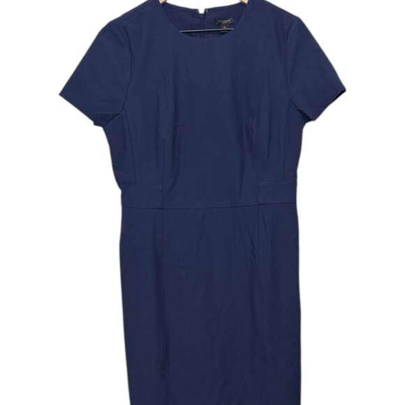 NWT Ann Taylor Short Sleeve Sheath Dress | Blue | 10 Petite - Picture 3 of 9